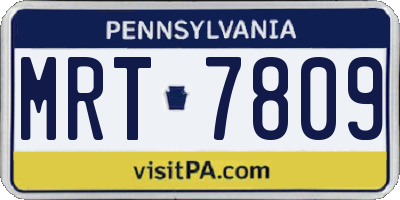 PA license plate MRT7809