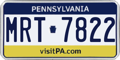 PA license plate MRT7822