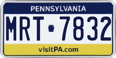 PA license plate MRT7832