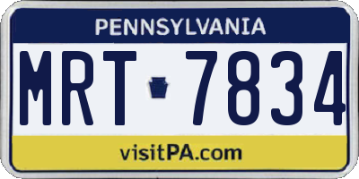 PA license plate MRT7834