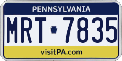 PA license plate MRT7835