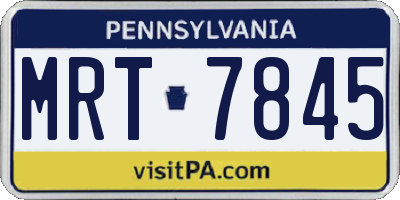 PA license plate MRT7845