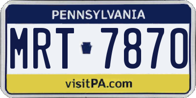 PA license plate MRT7870