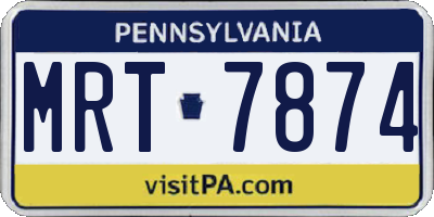 PA license plate MRT7874