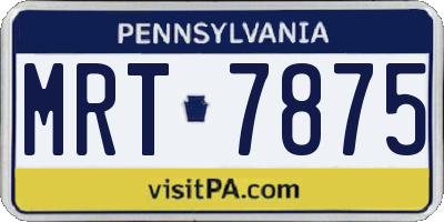 PA license plate MRT7875