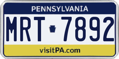 PA license plate MRT7892