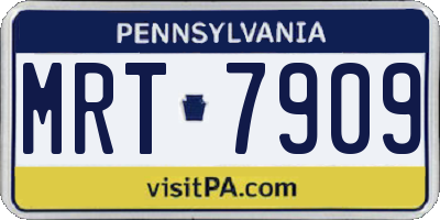 PA license plate MRT7909