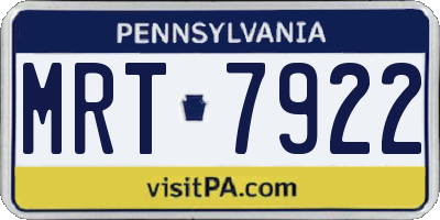 PA license plate MRT7922