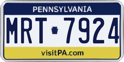 PA license plate MRT7924