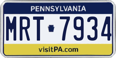 PA license plate MRT7934
