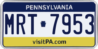 PA license plate MRT7953