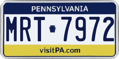 PA license plate MRT7972