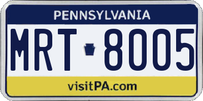 PA license plate MRT8005