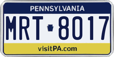 PA license plate MRT8017