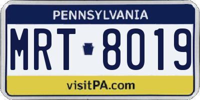 PA license plate MRT8019