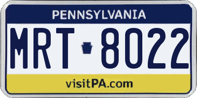 PA license plate MRT8022
