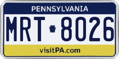 PA license plate MRT8026