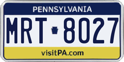 PA license plate MRT8027