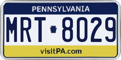 PA license plate MRT8029