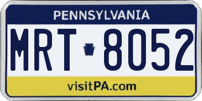 PA license plate MRT8052