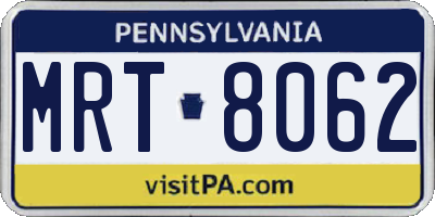 PA license plate MRT8062