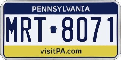 PA license plate MRT8071