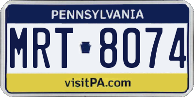 PA license plate MRT8074