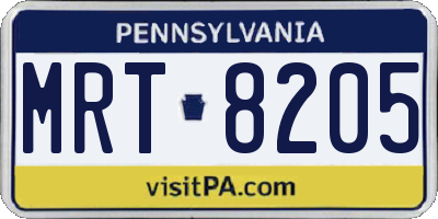 PA license plate MRT8205