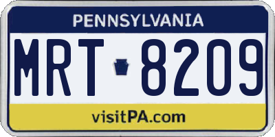 PA license plate MRT8209