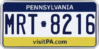 PA license plate MRT8216