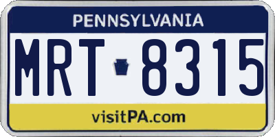 PA license plate MRT8315
