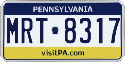 PA license plate MRT8317