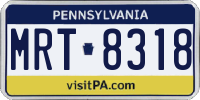 PA license plate MRT8318