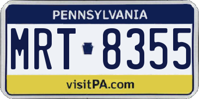 PA license plate MRT8355