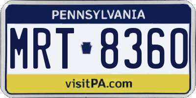 PA license plate MRT8360