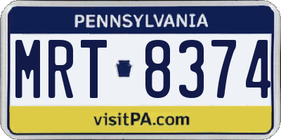 PA license plate MRT8374