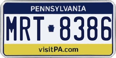 PA license plate MRT8386