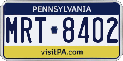 PA license plate MRT8402