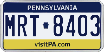PA license plate MRT8403