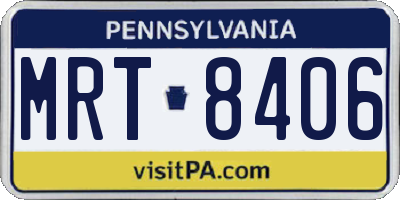 PA license plate MRT8406