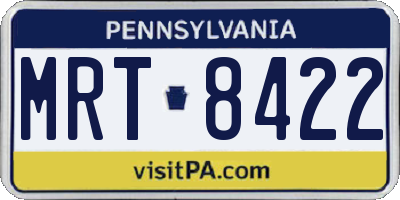 PA license plate MRT8422