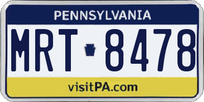 PA license plate MRT8478