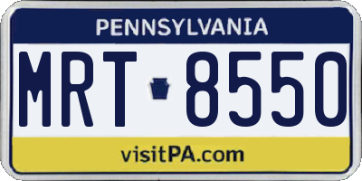 PA license plate MRT8550