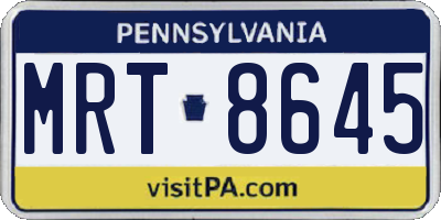 PA license plate MRT8645