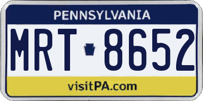 PA license plate MRT8652