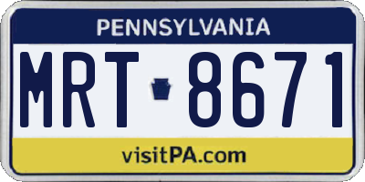 PA license plate MRT8671