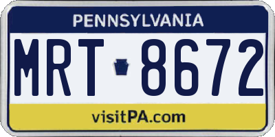 PA license plate MRT8672