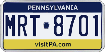 PA license plate MRT8701