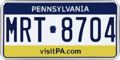 PA license plate MRT8704