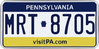 PA license plate MRT8705
